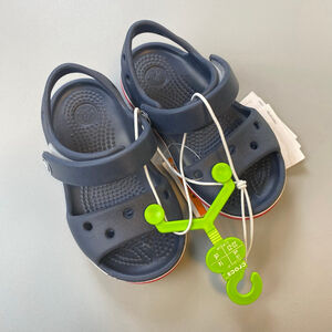 Baby Crocs Sandal Bayaband T Navy Red Size C6 Rubber Outdoor Summer Easy On New